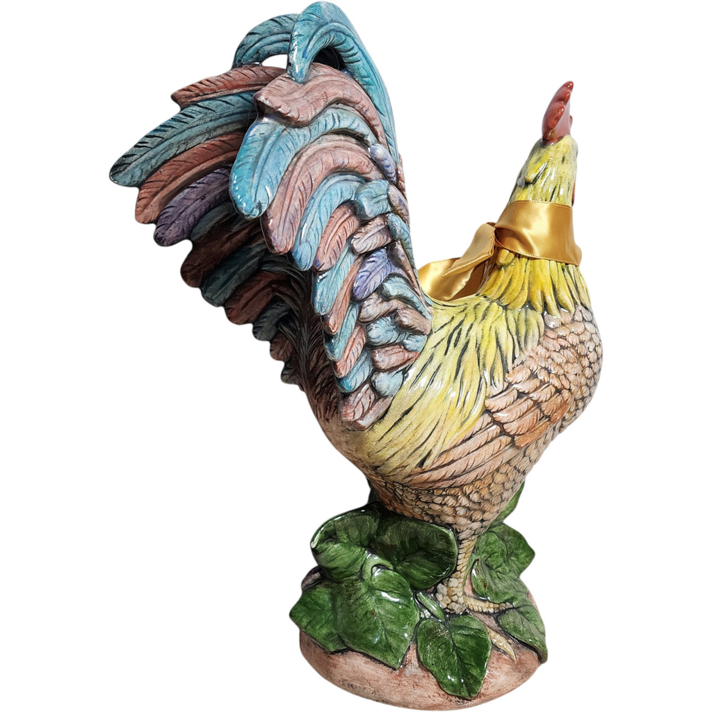 Large Vintage Hand-Painted Ceramic Rooster Figurine 16" Tall