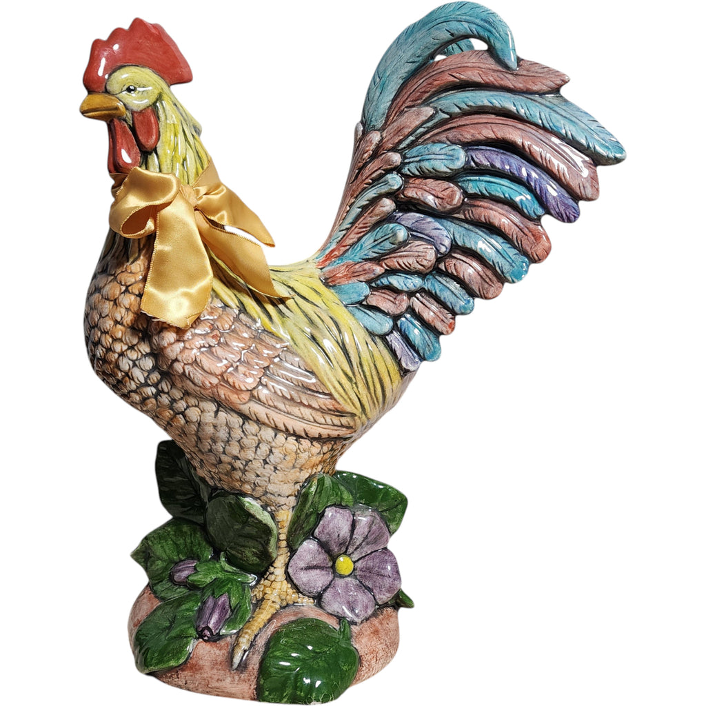 Large Vintage Hand-Painted Ceramic Rooster Figurine 16" Tall