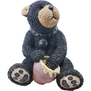 Large Black Bear Resin Figurine with Honey Pot Rustic Lodge Cabin Decor Woodland Animal Sculpture
