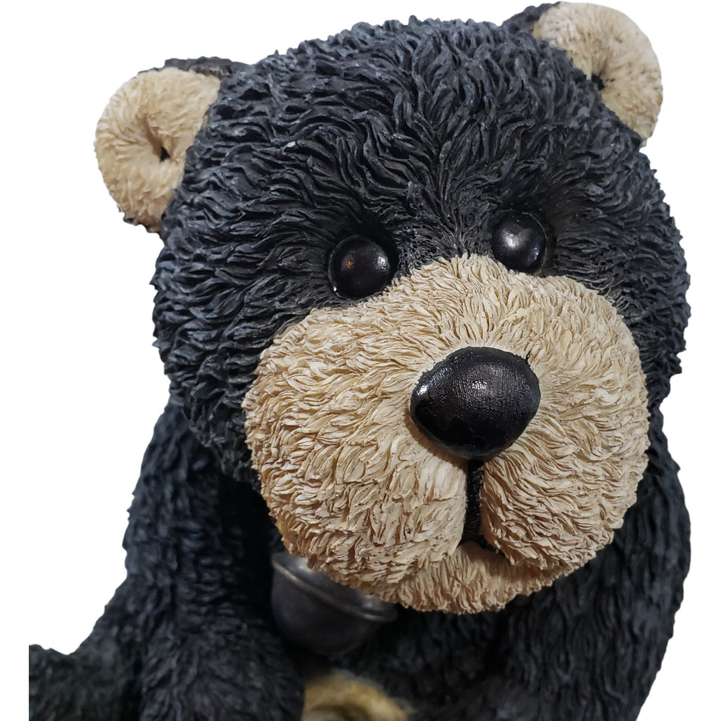 Large Black Bear Resin Figurine with Honey Pot – Rustic Lodge Cabin Decor, Woodland Animal Sculpture