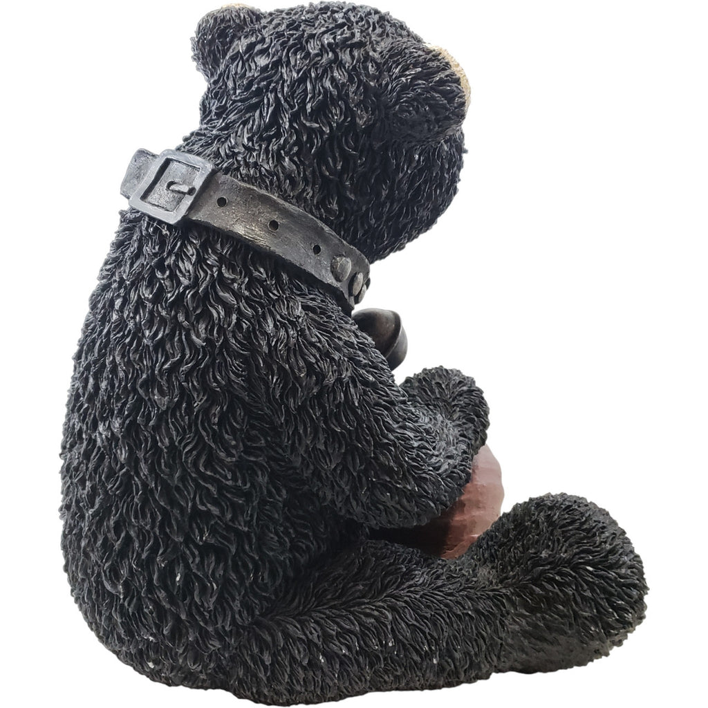 Large Black Bear Resin Figurine with Honey Pot – Rustic Lodge Cabin Decor, Woodland Animal Sculpture