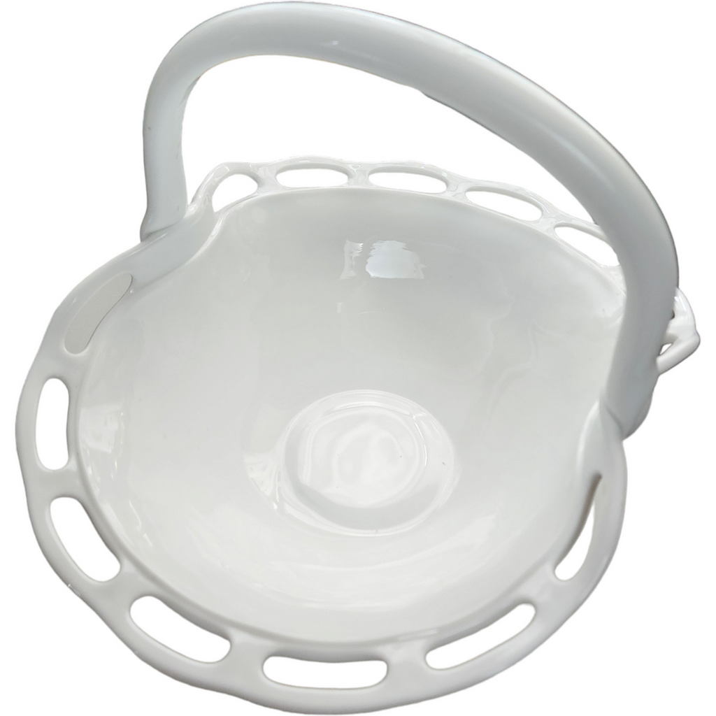 Large Milk Glass Waffle Pattern Lacey Edge Fruit Basket Centerpiece