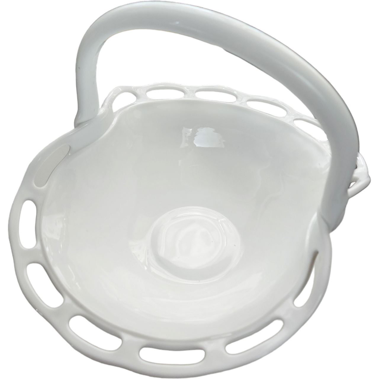 Large Milk Glass Waffle Pattern Lacey Edge Fruit Basket Centerpiece