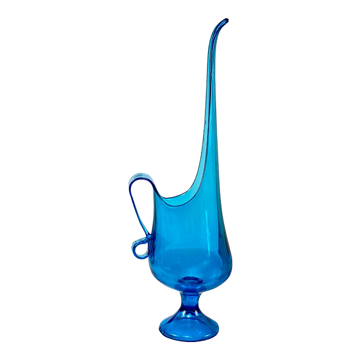 LE Smith Glass Peacock Blue Swung Vase