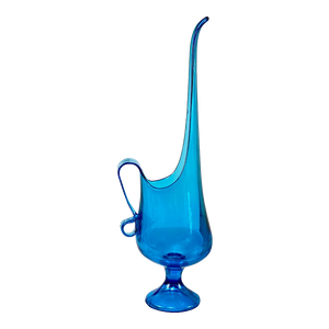 LE Smith Glass Peacock Blue Swung Vase