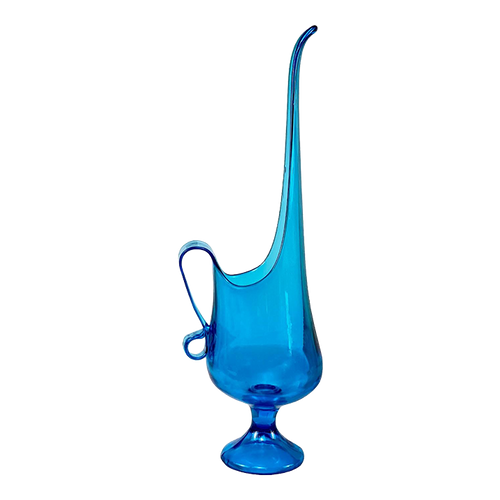 LE Smith Glass Peacock Blue Swung Vase