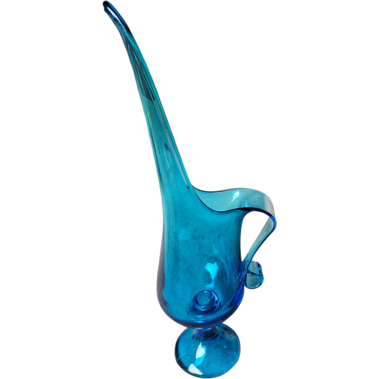 LE Smith Glass Peacock Blue Swung Vase