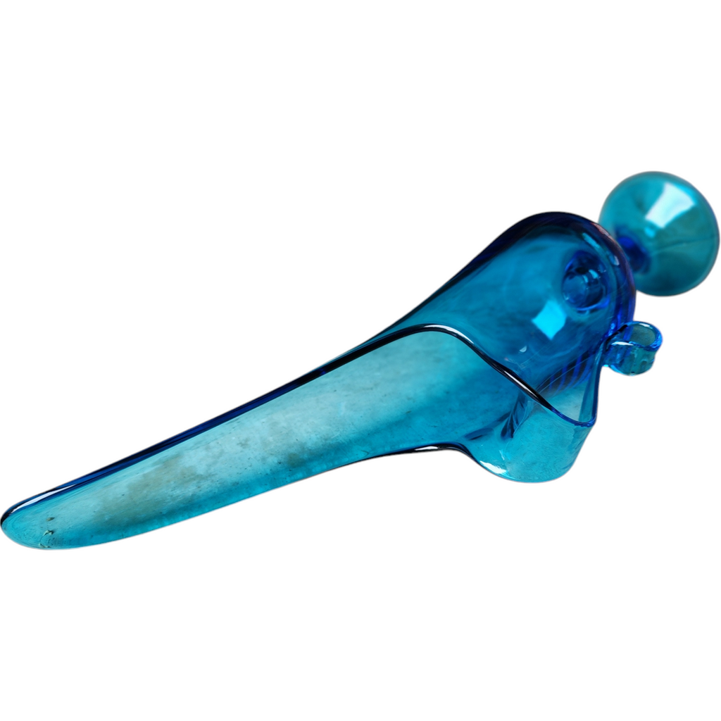 LE Smith Glass Peacock Blue Swung Vase