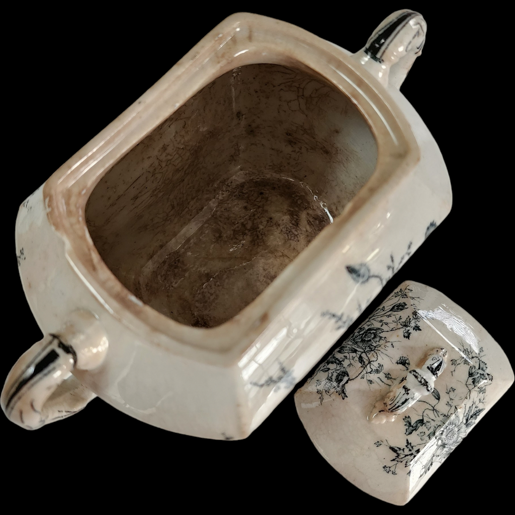 Moore Leason & Co M L & Co. Duchess Blue Floral Transferware Sugar Bowl & Lid