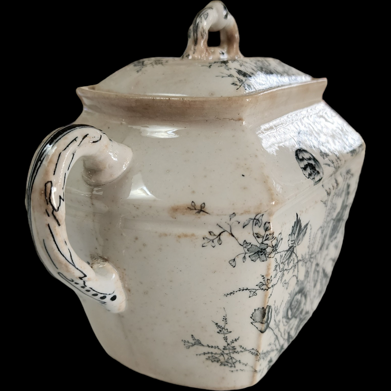 Moore Leason & Co M L & Co. Duchess Blue Floral Transferware Sugar Bowl & Lid