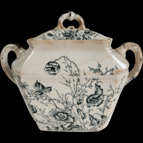 Moore Leason & Co M L & Co. Duchess Blue Floral Transferware Sugar Bowl & Lid