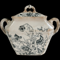 Moore Leason & Co M L & Co. Duchess Blue Floral Transferware Sugar Bowl & Lid