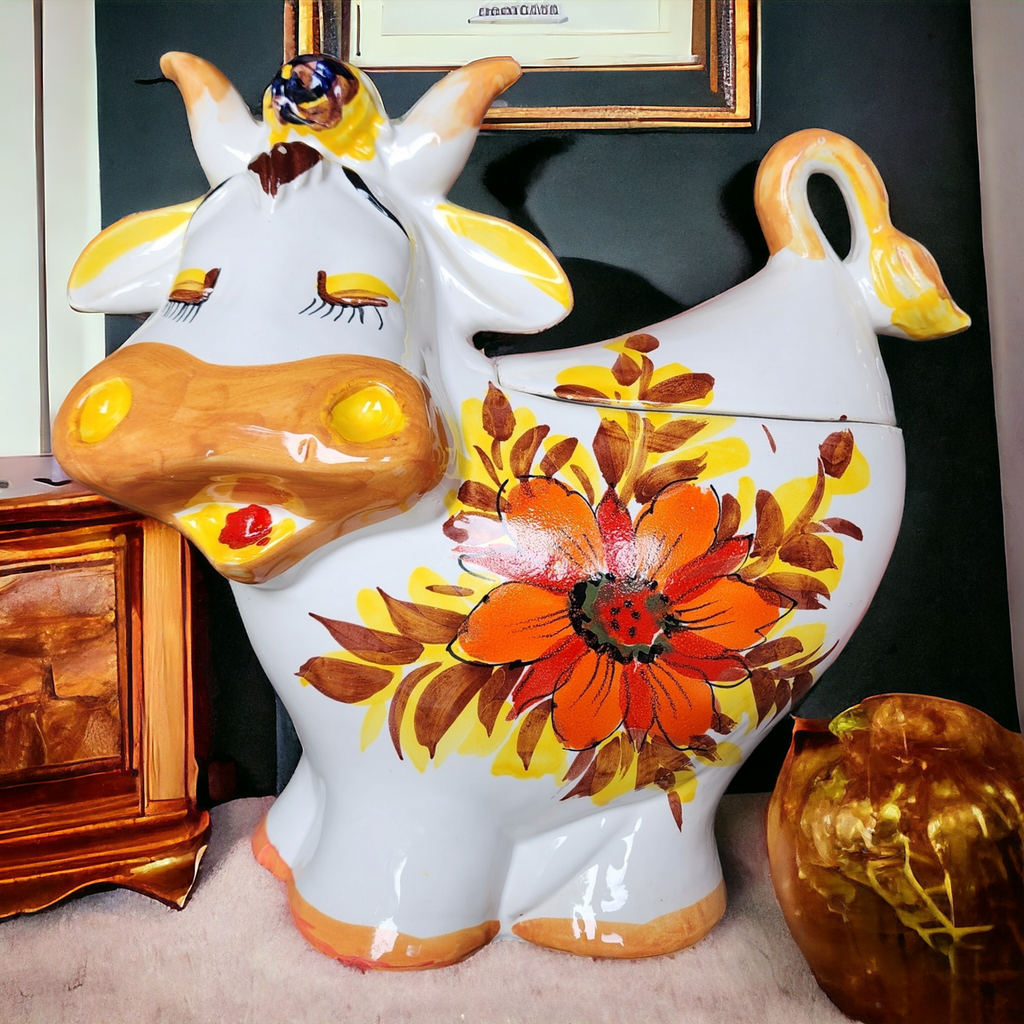 Lefton Bossie The Cow Figurine Cookie Jar