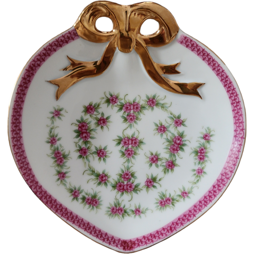 Lefton Pink Roses Pink Band Bon Bon Dish