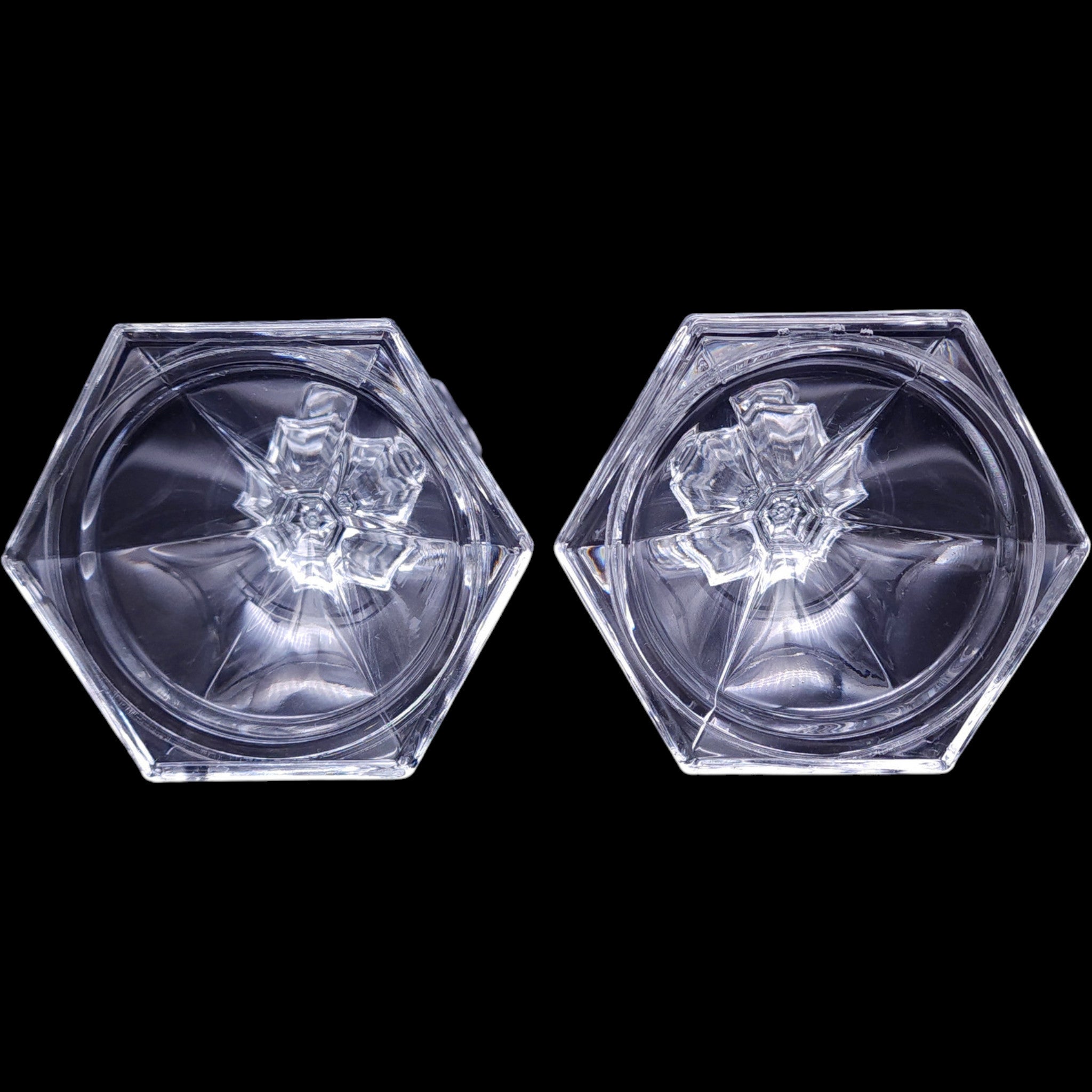 Lenox Clear Fine Crystal Hexagonal Taper Candlestick Holders Pair