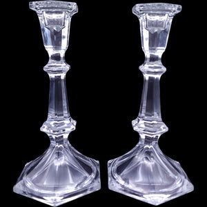 Lenox Clear Fine Crystal Hexagonal Taper Candlestick Holders Pair