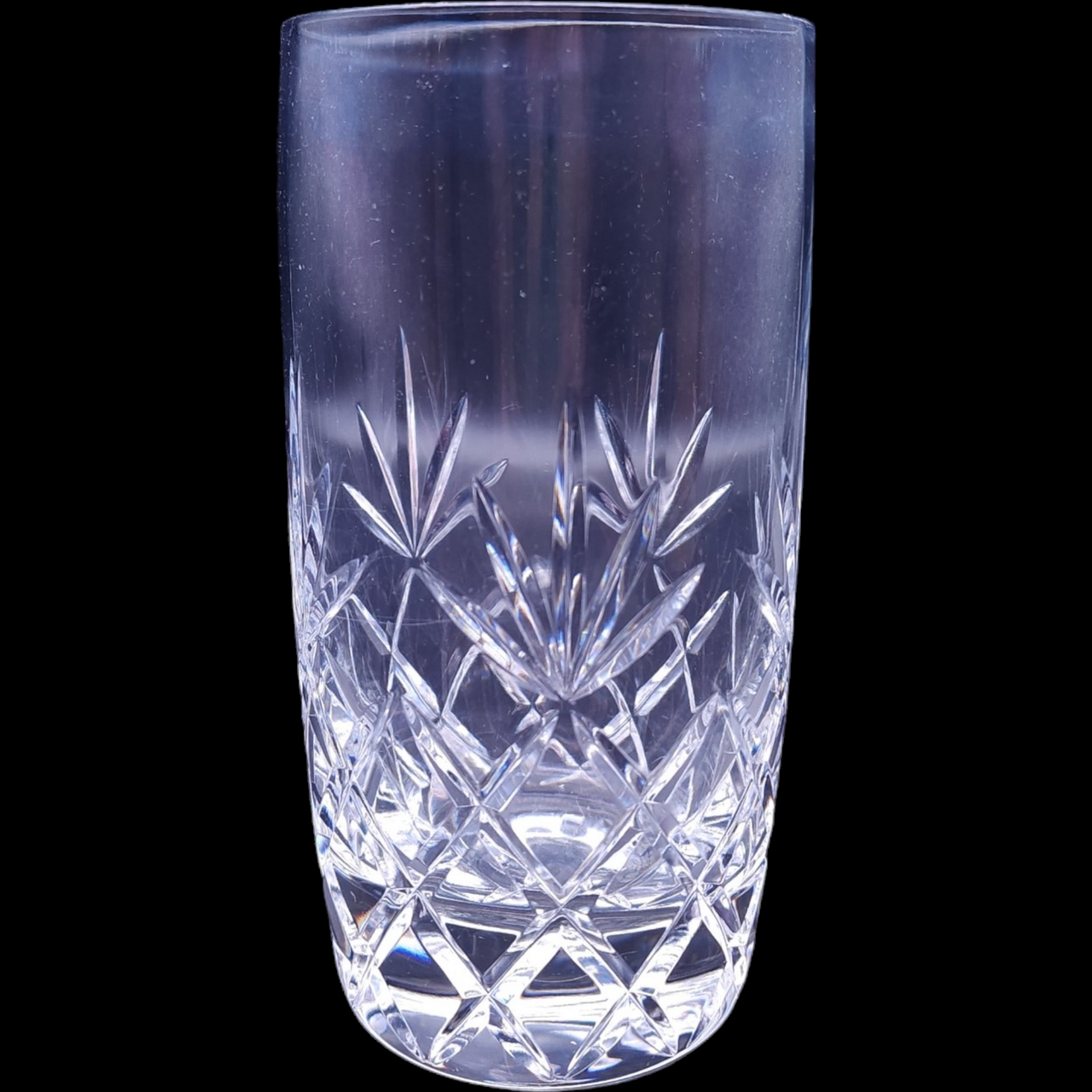 Lenox Meredith Clear Cut Fan & Crisscross Lead Crystal  Highball Glass