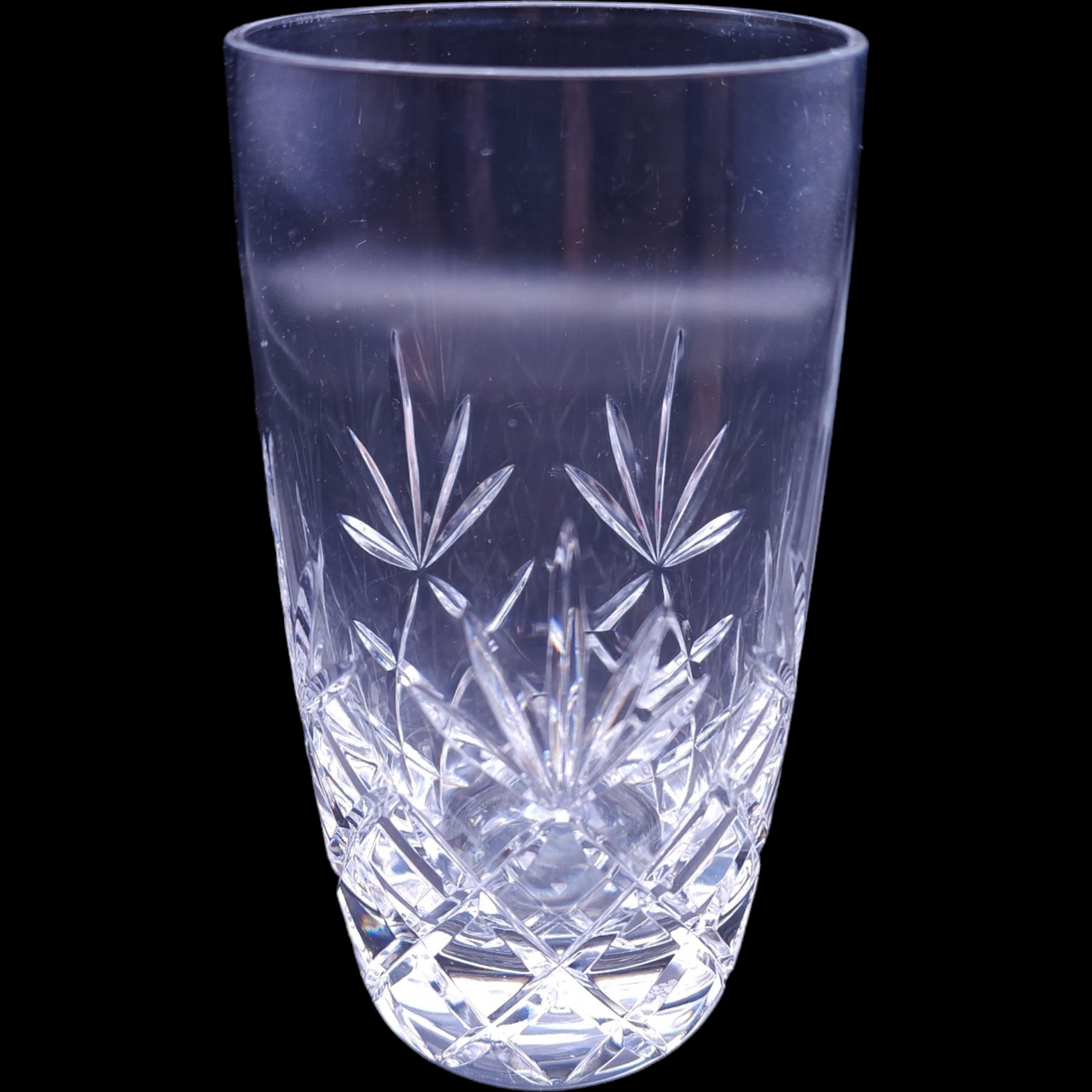 Lenox Meredith Clear Cut Fan & Crisscross Lead Crystal  Highball Glass