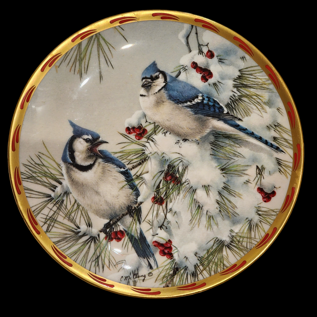 Lenox Natures Collage Winter Song Gold Trim, Birds & Flowers Collector Plate No Box 