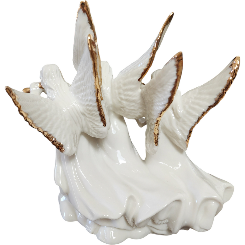Lenox Porcelain Religious Classics Ivory & Gold Angel Musical Trio Figures