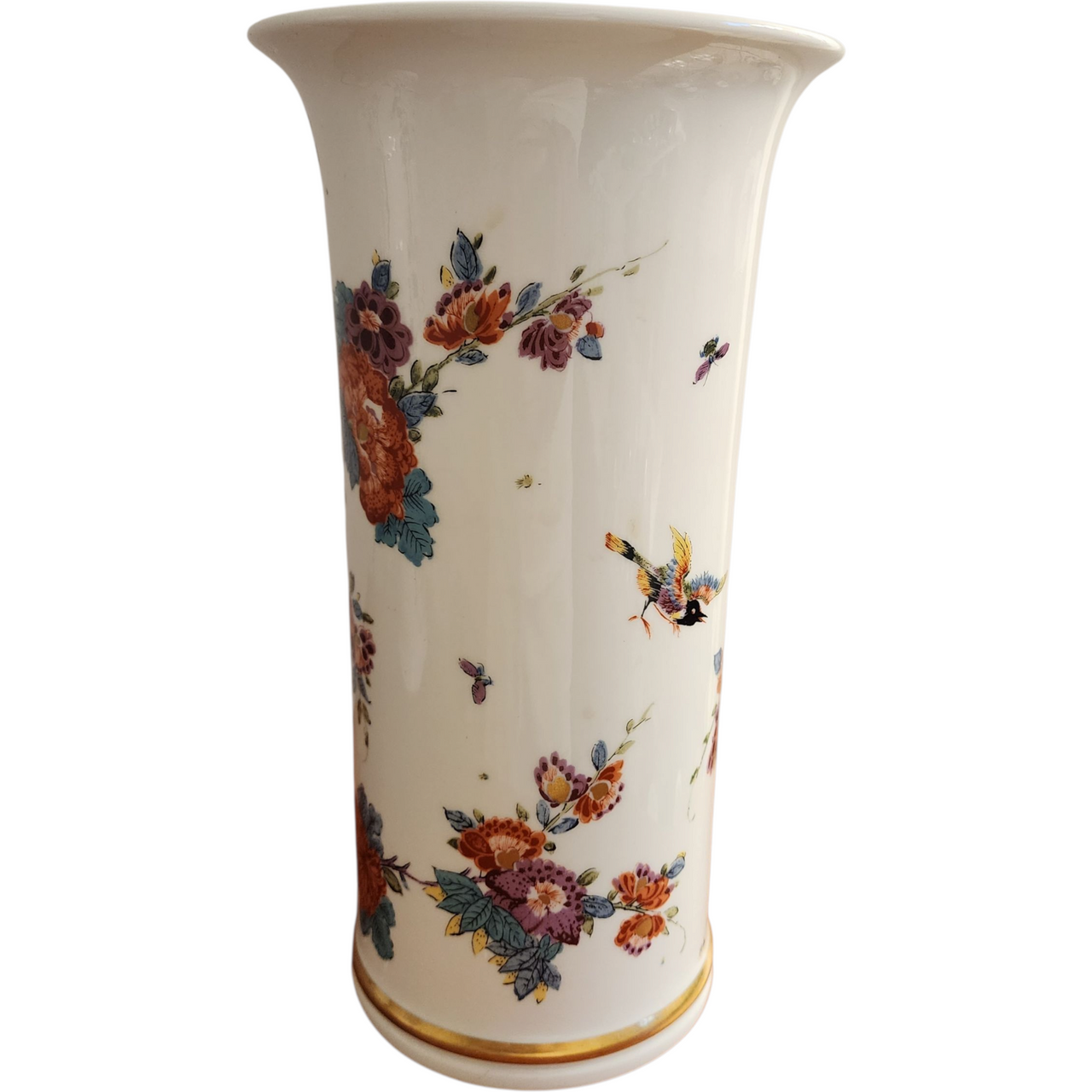 Lenox Saxony Vase Smithsonian Meissen Reproduction 24K Gold Trim 1979 Made in USA