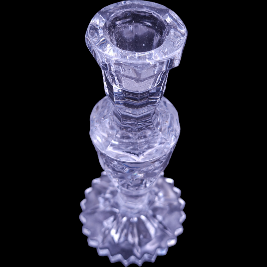 Leonard Silver Mfg Co Frosted Crystal Cut Roses & Leaves Candlestick