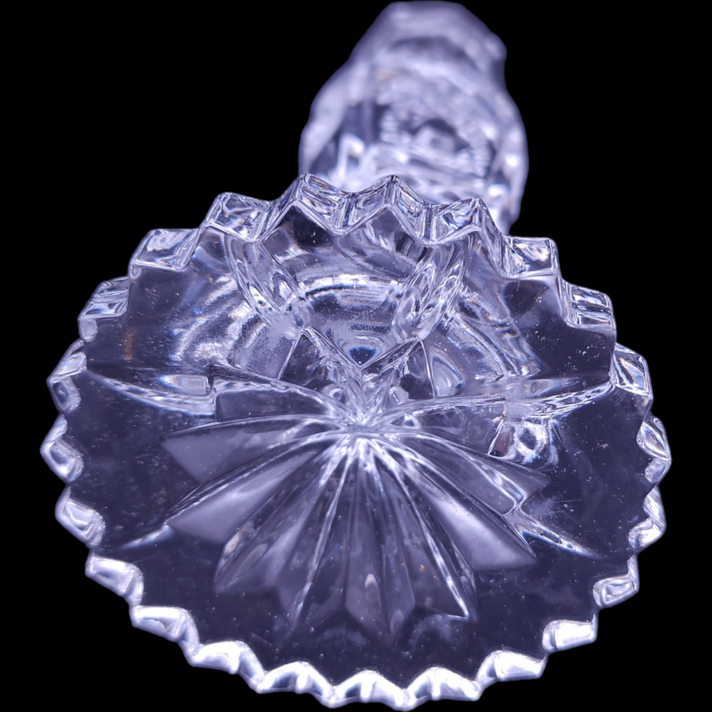 Leonard Silver Mfg Co Frosted Crystal Cut Roses & Leaves Candlestick