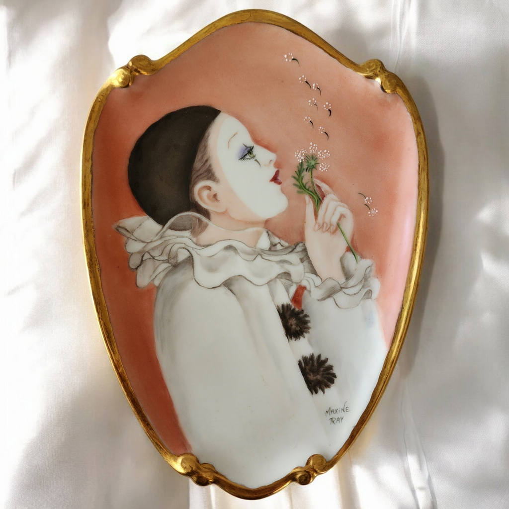 Limoges Hand Painted Pierrot with Gold Trim Independent Maker Maxine Ray Collectible Plate