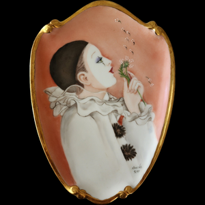 Limoges Hand Painted Pierrot with Gold Trim Independent Maker Maxine Ray Collectible Plate