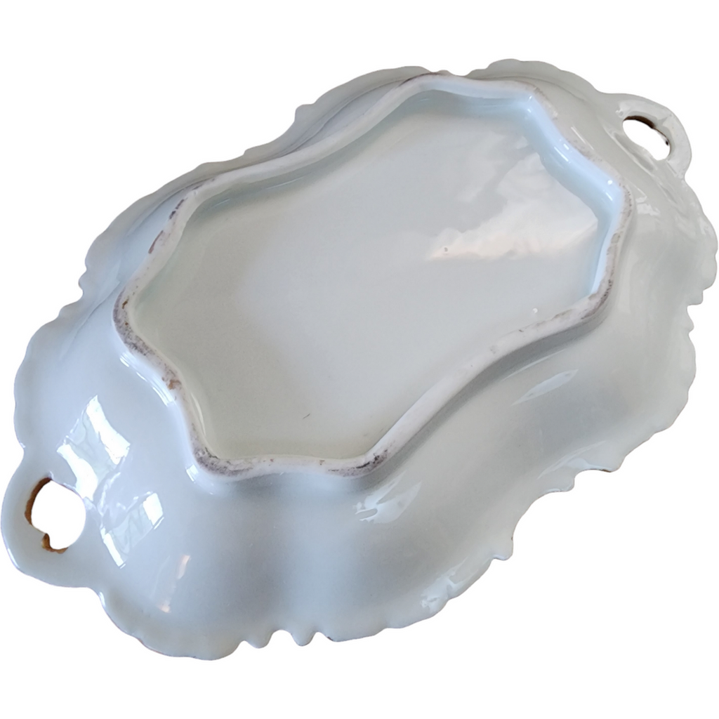 Limoges Porcelain Hand Painted Double-Handle Dresser Vanity Tray