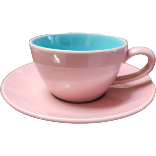 Lindt-Stymeist Colorways Pink Turquoise Flat Cup & Saucer Set