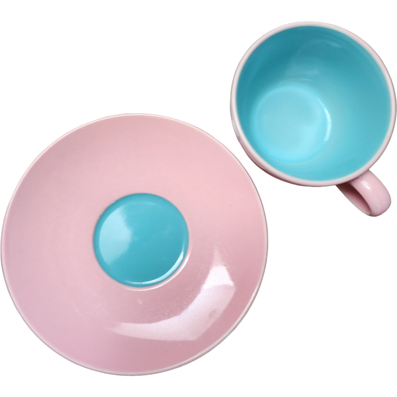 Lindt-Stymeist Colorways Pink Turquoise Flat Cup & Saucer Set