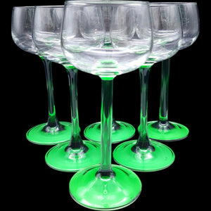 Luminarc France Vintage Green Stemmed Wine Glasses Set of 6