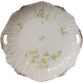 M.Z. Austria Yellow Flowers Embossed Porcelain Handled Cake Plate