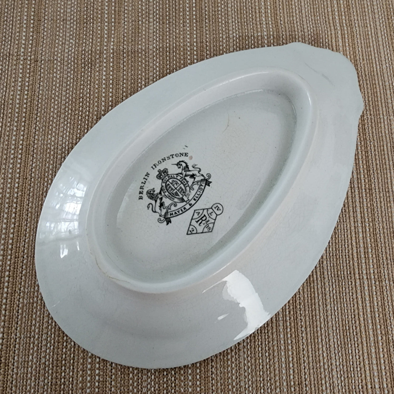 MAYER & ELLIOT White Berlin Irinstone DeSoto Relish Dish