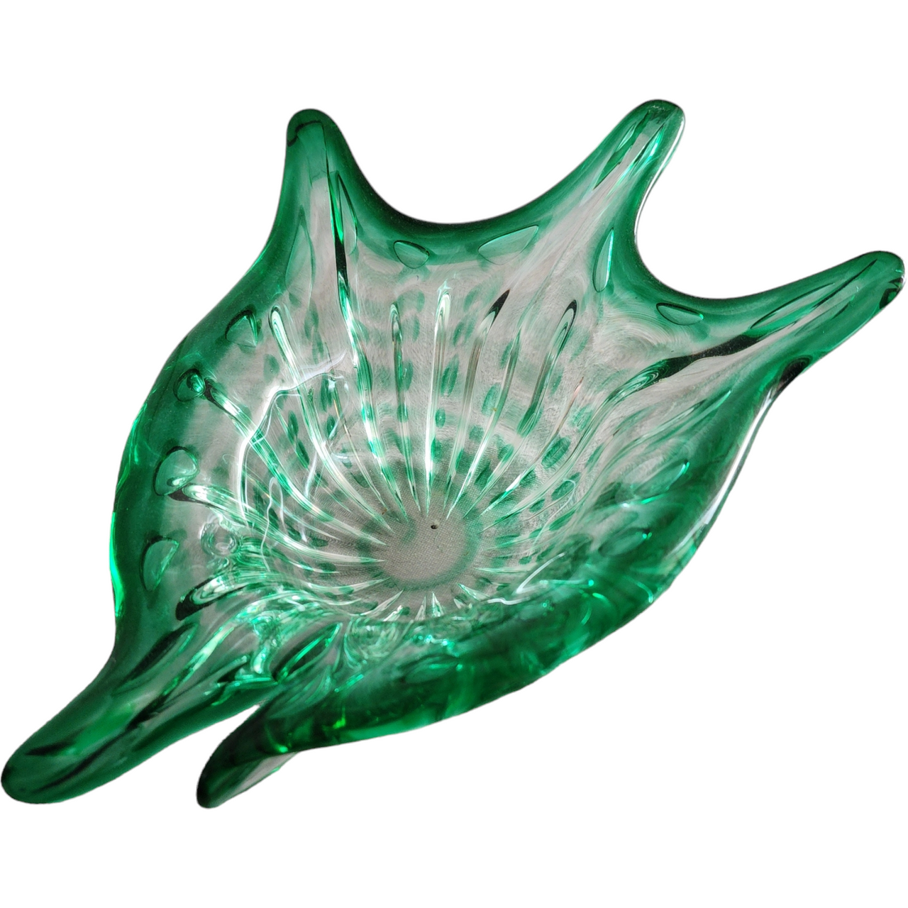 MCM Murano Art Glass Green Tropical Fish Bowl