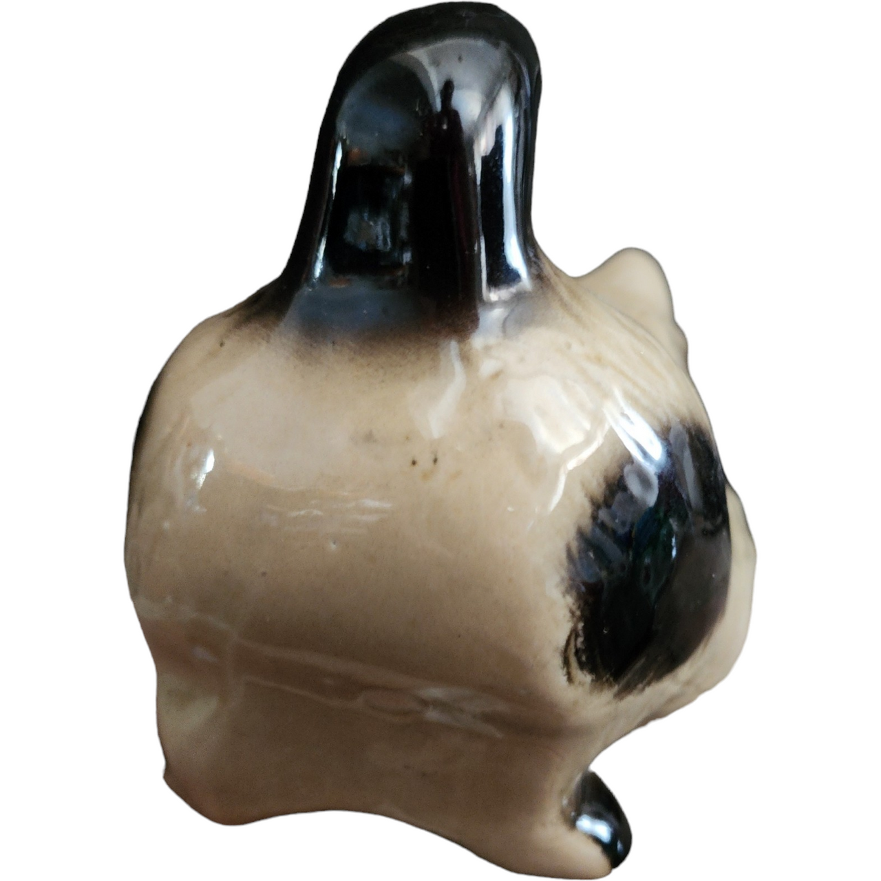 Anheuser-Busc Beige and Tan Brown Cat with Blue Eyes Crouched Cat Figurine