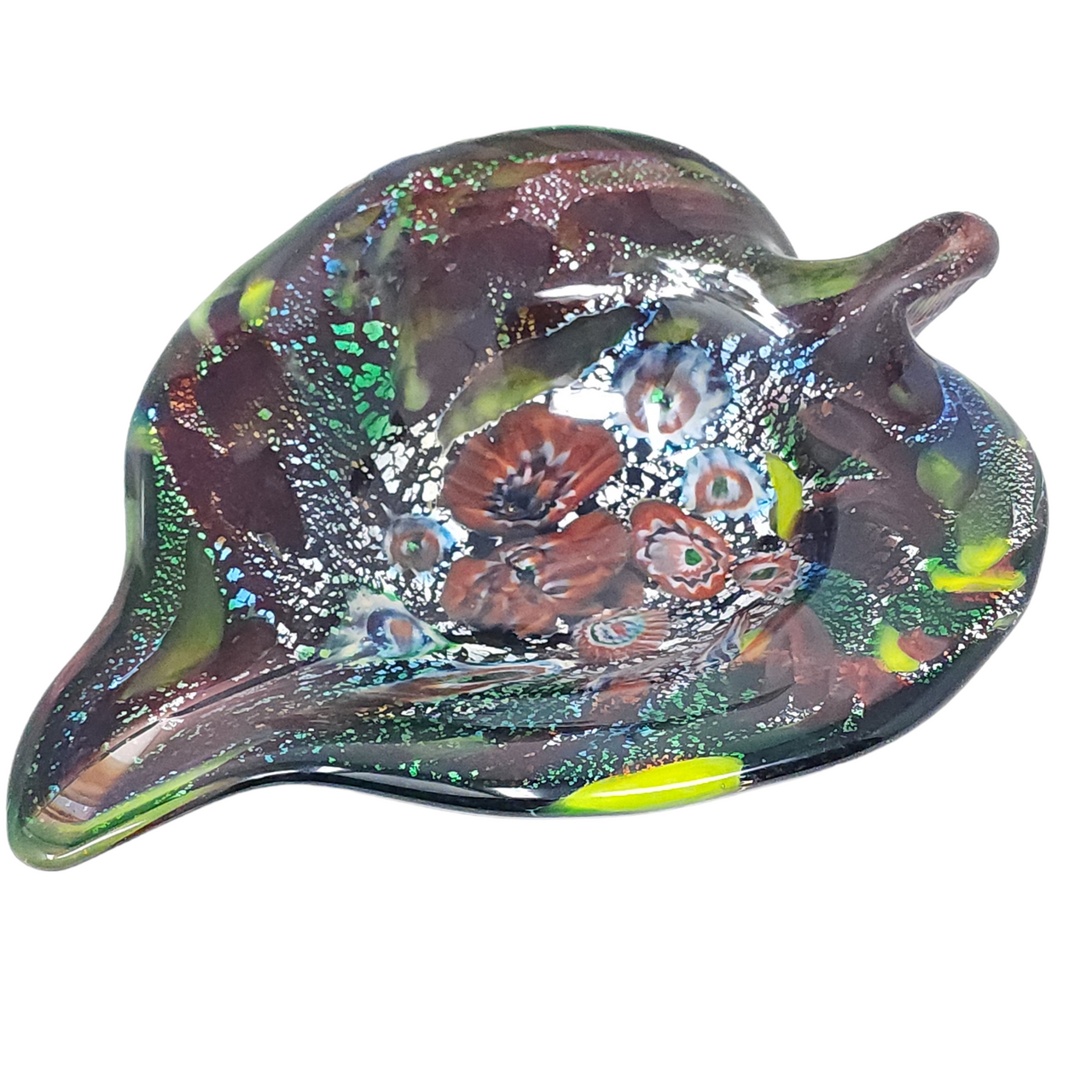 MURANO CRYSTAL Venetian Art Glass Emerald Centerpiece Bowl
