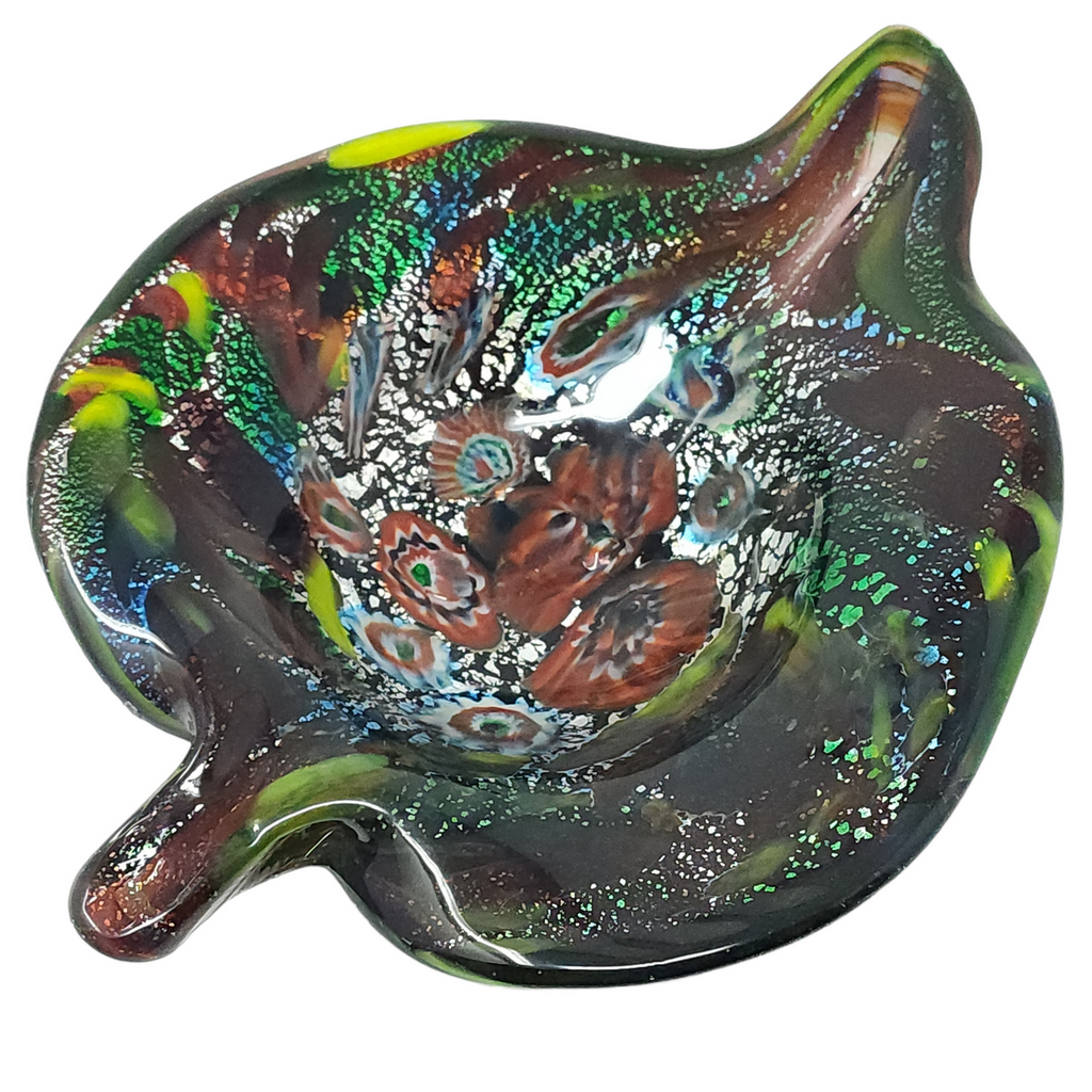 MURANO CRYSTAL Venetian Art Glass Emerald Centerpiece Bowl