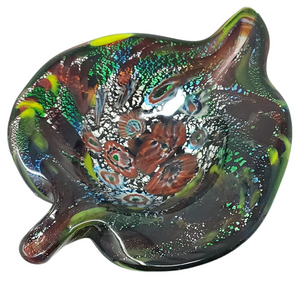 MURANO CRYSTAL Venetian Art Glass Emerald Centerpiece Bowl