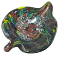 MURANO CRYSTAL Venetian Art Glass Emerald Centerpiece Bowl