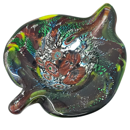 MURANO CRYSTAL Venetian Art Glass Emerald Centerpiece Bowl