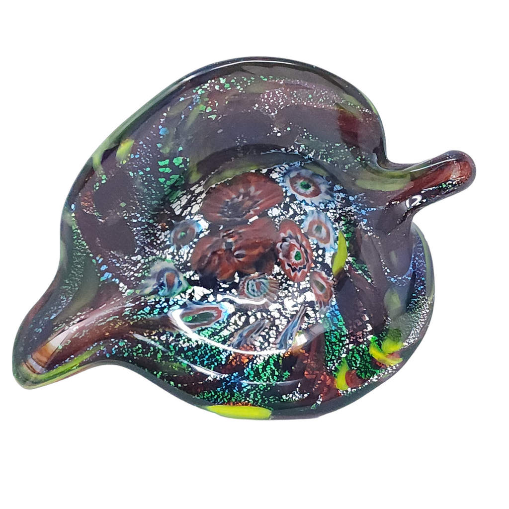 MURANO CRYSTAL Venetian Art Glass Emerald Centerpiece Bowl