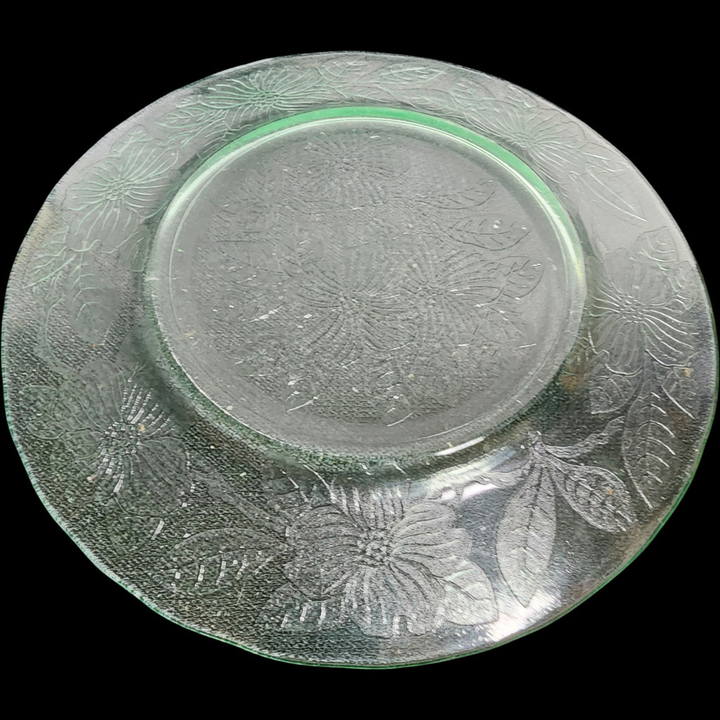 8" MacBeth-Evans Green Uranium Glass Dogwood Luncheon Plate