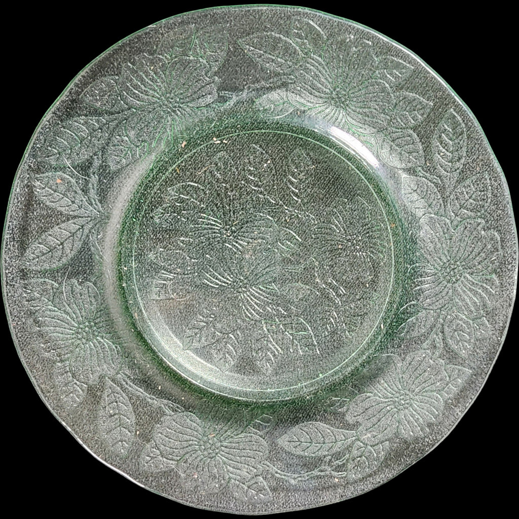 8" MacBeth-Evans Green Uranium Glass Dogwood Luncheon Plate