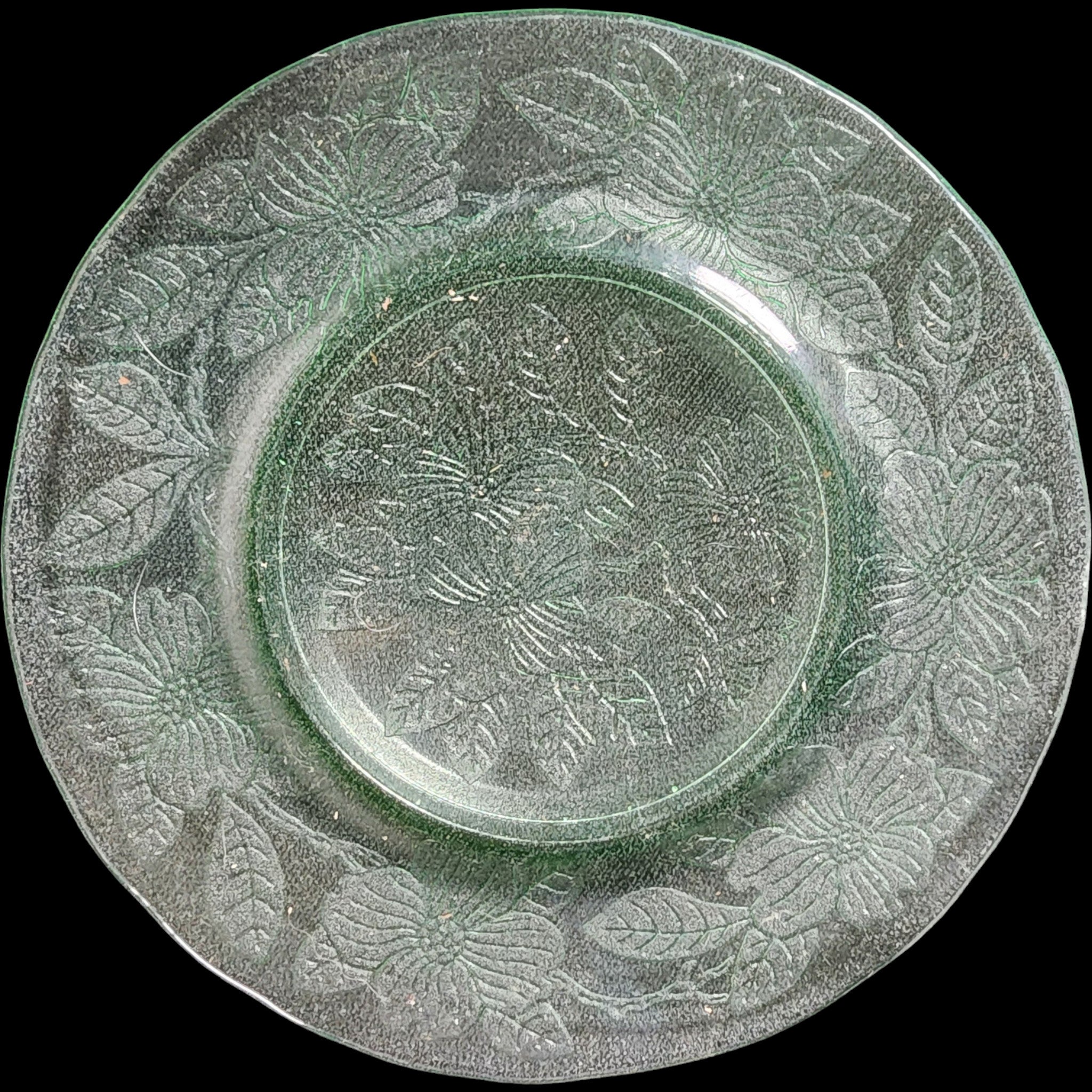8" MacBeth-Evans Green Uranium Glass Dogwood Luncheon Plate