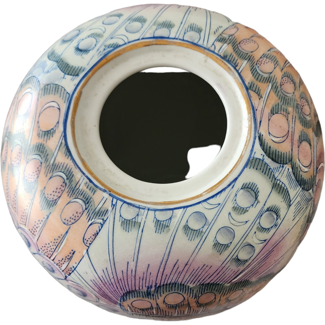Macau Large Decorative Porcelain Jar with Lid Predominantly Pastel Colors