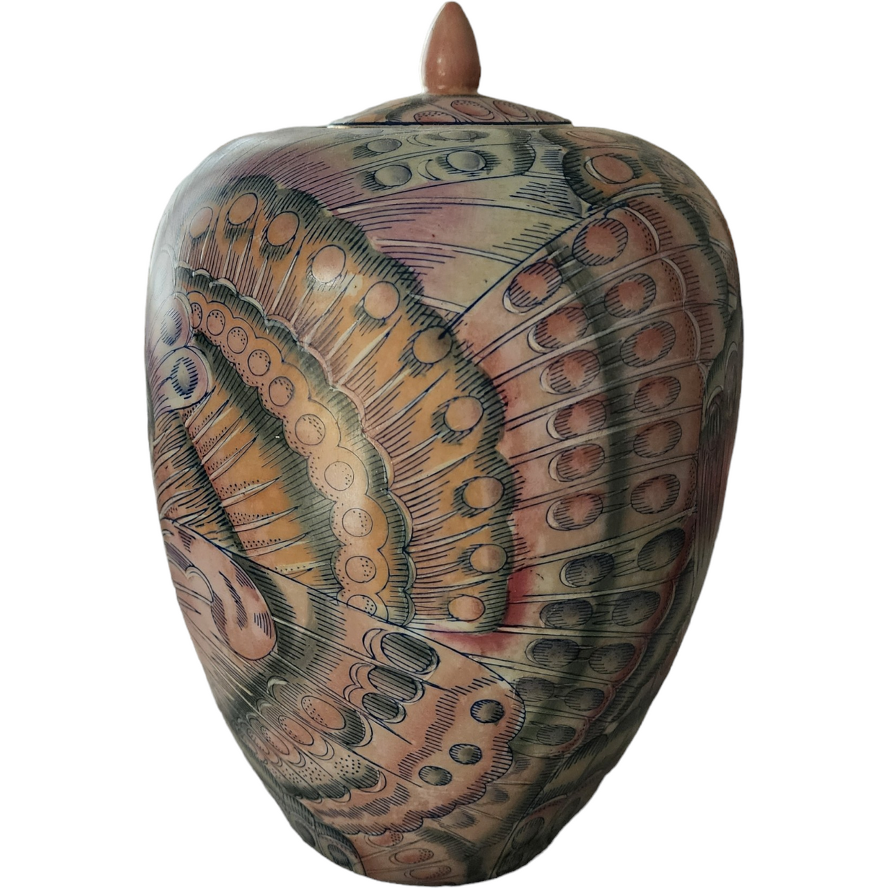 Macau Large Decorative Porcelain Jar with Lid Predominantly Pastel Colors