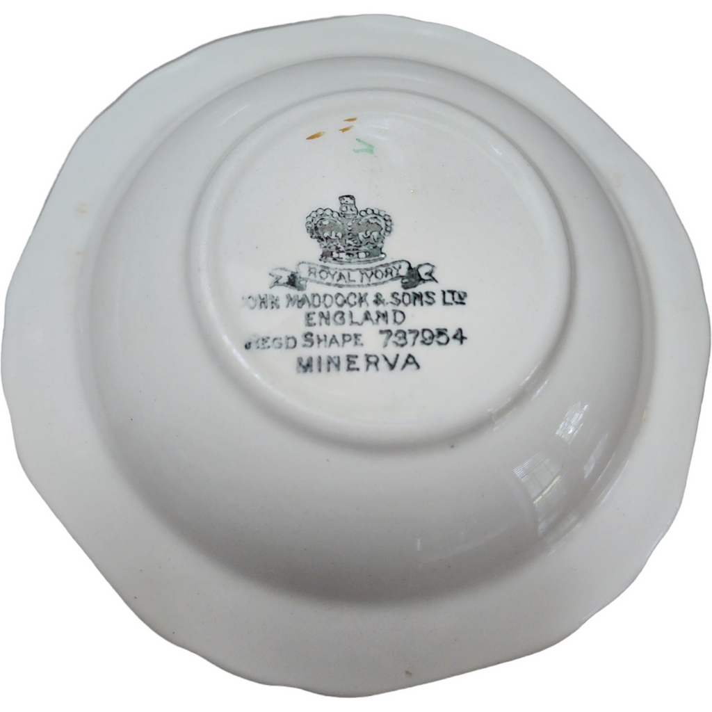 Maddock John & Sons Hampton Minerva Blue Rim Rose & Floral Cameos Fruit Dessert Sauce Bowl