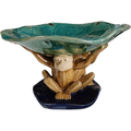 Majolica 3 Monkeys Holding Bowl Dish Centerpiece